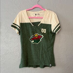 Majestic Green and Cream V-Neck Tee